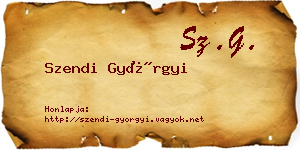 Szendi Györgyi névjegykártya